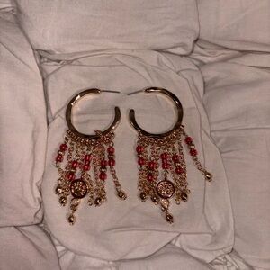 ✨ BOHO RADIANCE: Gold Beaded Hoop & Charm Earring Set ✨